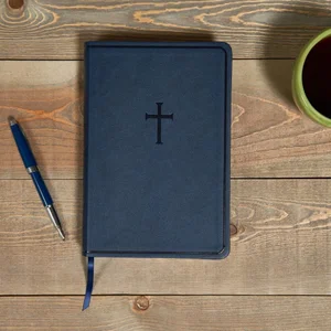 KJV Everyday Study Bible, Navy Cross LeatherTouch