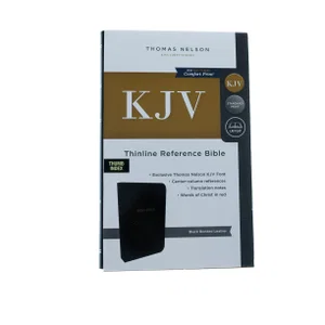 KJV, Thinline Reference Bible, Bonded Leather, Black, Indexed, Red