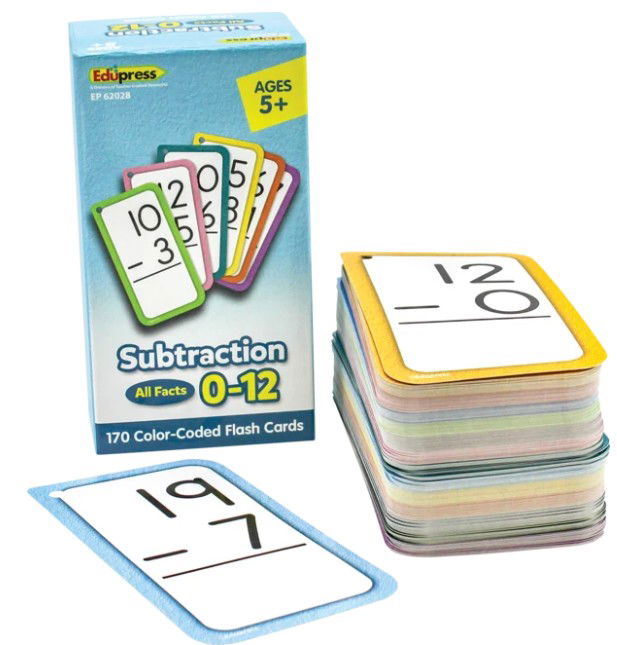 Subtraction All Facts 0-12 Flash Cards