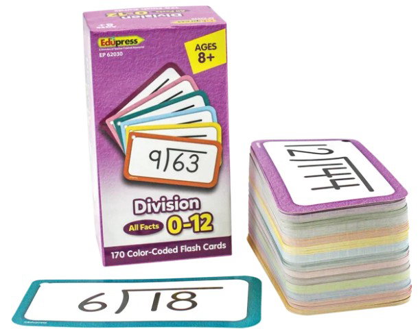 Division All Facts 0-12 Flash Cards