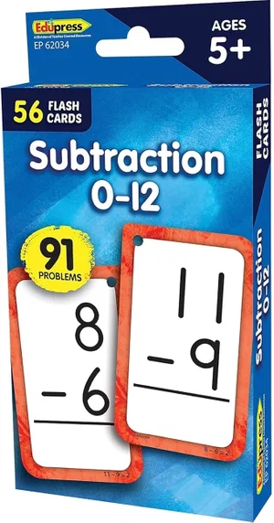 Subraction 0–12 Flash Cards
