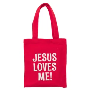 Red Jesus Loves Me Small Tote Bag