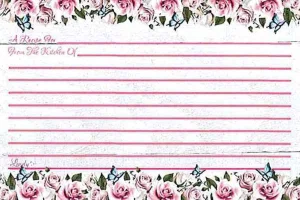 Recipe Cards 4 x 6 (25 pack) Pink Roses