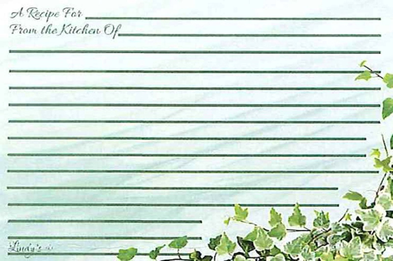Image of Recipe Cards 4 x 6 (25 pack) Ivy