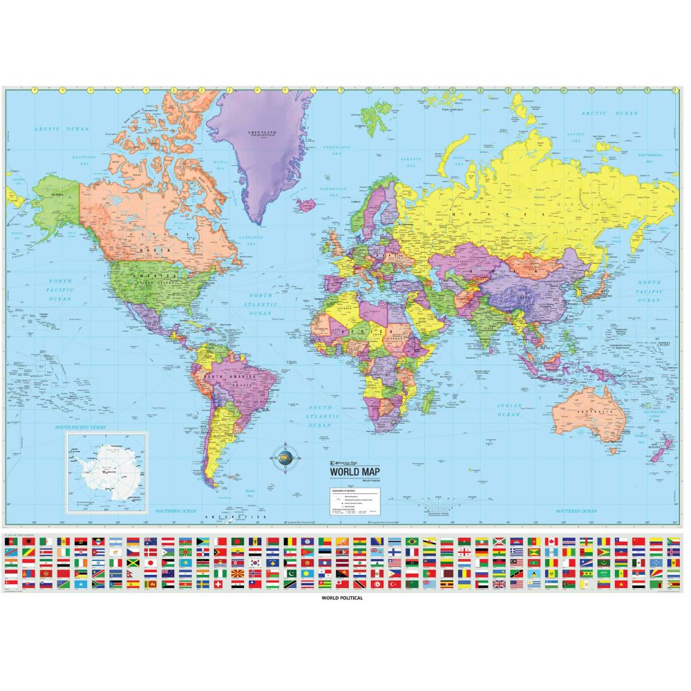 Image of KAPPA World Advanced Political – Spring Roller Map w/ Backboard