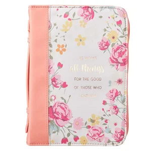 BC: He Works All Things for Good Peach Floral Faux Leather Medium