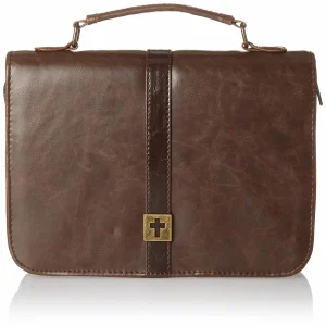 BC: LG Brown Distressed Faux Leather with Cross Badge