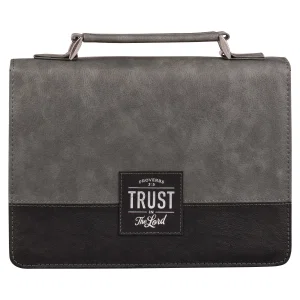 BC: Trust in the LORD Grey and Black Faux Leather Medium