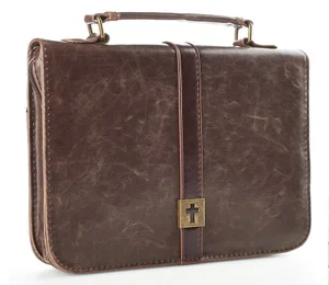 BC: Brown Distressed Faux Leather Classic with Cross Badge Medium  - Discontinue
