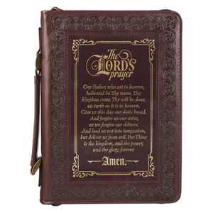 BC: The LORD's Prayer Walnut and Burgundy Faux Leather Large