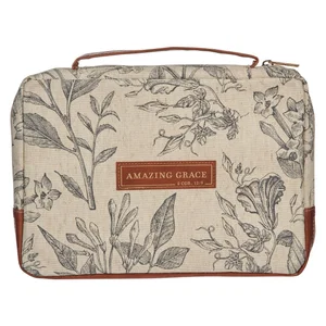 Amazing Grace Natural Canvas Bible Cover - Large