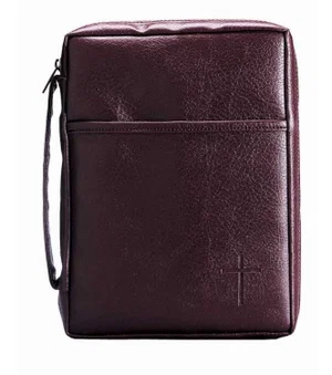 BC: Burgundy Embossed Cross Leather Look Small