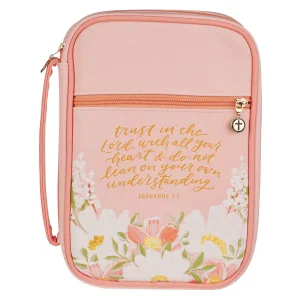 Bible Cover Fashion Pink Floral Printed Trust in The Lord With All Your Heart Pr