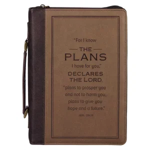 Bible Cover Classic Brown Two-tone I Know the Plans Jer. 29:11