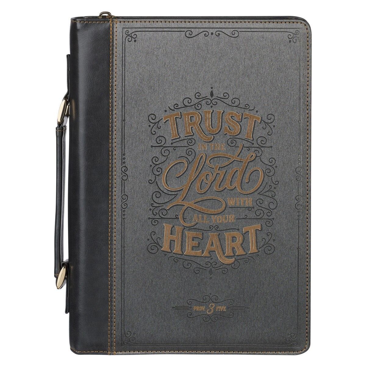 Image of Bible Cover Fashion Charcoal/Black Trust In The Lord Prov. 3:5