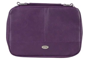 Bible Cover XL Organizer Two-fold Warm Purple w/Ichthus Badge