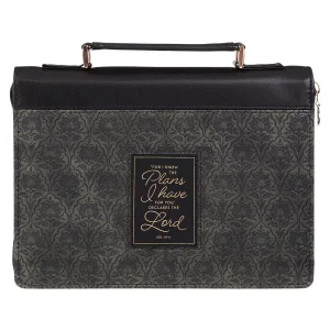 Bible Cover Fashion Tone-tone Charcoal and Black I Know the Plans Jer. 29:11