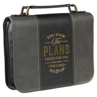 Image of Bible Cover Fashion Tone-tone Charcoal and Black I Know the Plans Jer. 29:11
