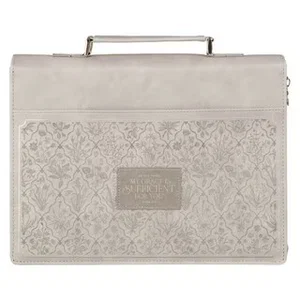 Bible Cover Fashion Taupe My Grace Is Sufficient For You 2 Cor. 12:9