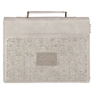 Bible Cover Fashion Taupe My Grace Is Sufficient For You 2 Cor. 12:9
