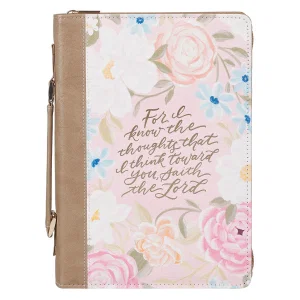Bible Cover Fashion Pink Floral For I Know The Thoughts Jer. 29:11