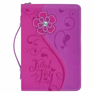 BC: Filled With Joy Psalm Daisy Floral Hot Pink Large Faux Leather