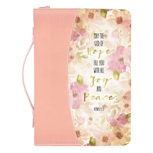 BC: God of Hope Joy Peace Romans Floral Peach Large Faux Leather
