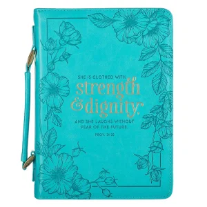 BC: Strength & Dignity Teal Faux Leather Fashion Medium - Proverbs 31:25