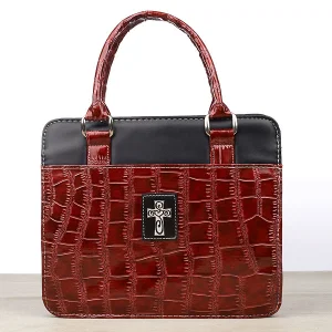 BC: Fashion Burgundy/Black Cross Badge Purse Style - Large