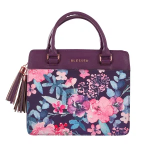 BC: Fashion Purple/Floral Printed Blessed Badge Purse Style - Large