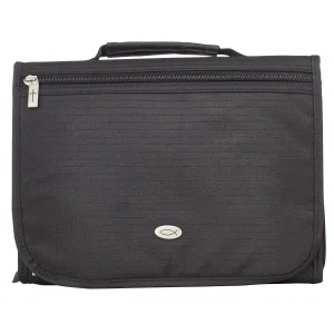 BC: Organizer Tri-fold Black Polyester Ichthus Badge - Medium