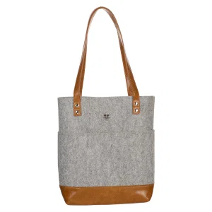 Bible Tote Grey/Toffee Filagree Heart Badge