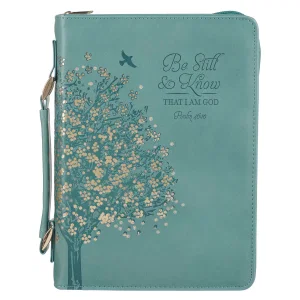 Bible Cover Fashion Teal Be Still Ps. 46:10 - Large