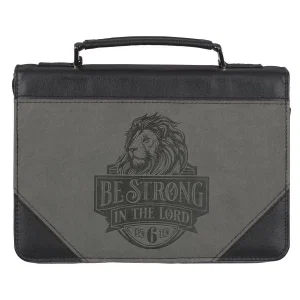 Bible Cover Classic Grey/Black Be Strong Eph. 6:10