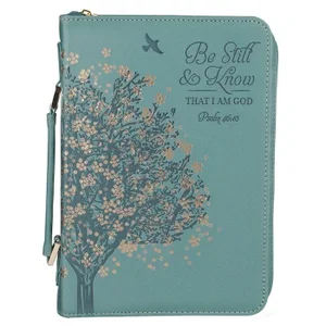 Bible Cover Fashion Teal Be Still Ps. 46:10 - Medium