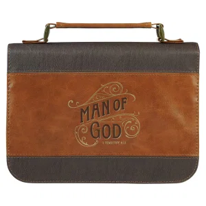 Bible Cover Classic Brown Two-Tone Man of God 1 Tim. 6:11