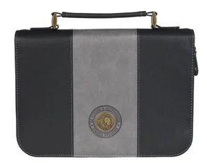 Bible Cover Classic Two-tone Grey/Black Be Strong Josh. 1:9