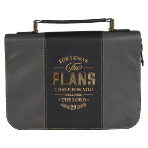 Bible Cover Classic Two-tone Black/Grey I Know the Plans Jer. 29:11