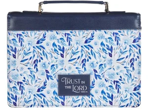Bible Cover Fashion Blue Floral Trust Prov. 3:5