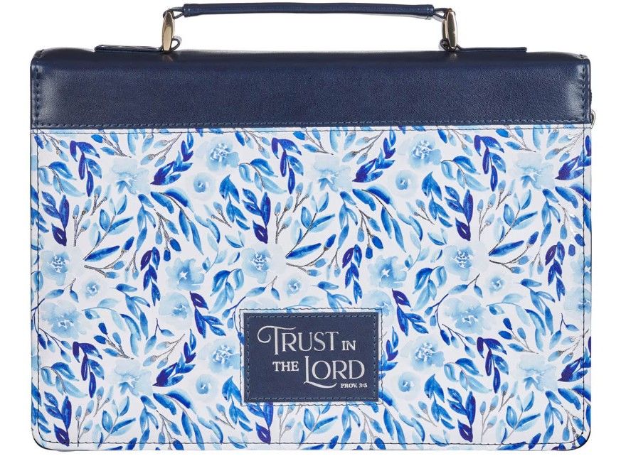 Image of Bible Cover Fashion Blue Floral Trust Prov. 3:5