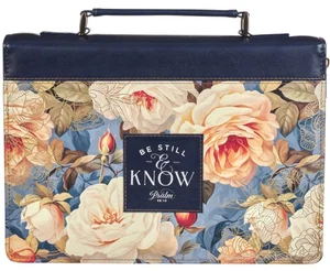 Bible Cover Fashion Navy Be Still Ps. 46:10 - Extra Large