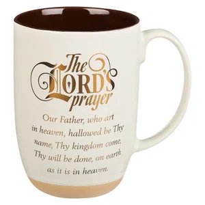 The Lord's Prayer White Ceramic Coffee Mug with Exposed Clay Base