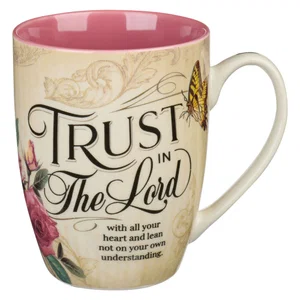 Trust In The Lord Blush Pink Floral Ceramic Mug