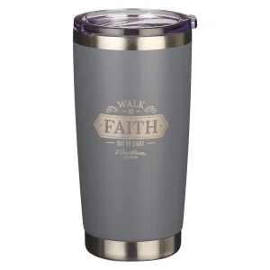 Walk By Faith Grey Stainless Steel Mug - 1 Corinthians 5:7