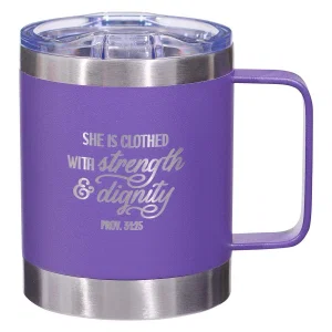 Strength & Dignity - Purple Stainless Steel Mug - 11oz