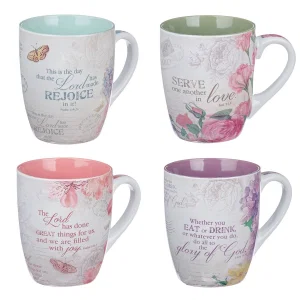 Floral Inspirations - 4 Pc Ceramic Coffee Mug Set
