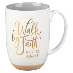 Walk By Faith White Ceramic Coffee Mug with Exposed Clay Base - 2