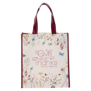 Shopping Tote Bag for Women: Give Thanks - 1 Thessalonians 5:18 I