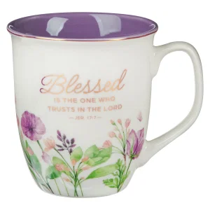 Mug Purple Floral Blessed Jer. 17:7