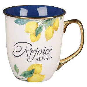 Mug Yellow/Blue Rejoice Always 1 Thess. 5:16-18